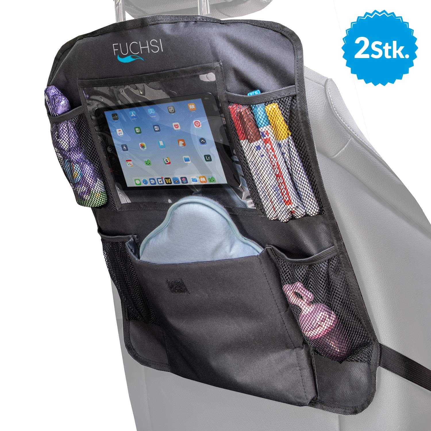 2 Stück Auto-Rückendeckel, Rücksitzbezug für Kinderautos,  Anti-Kick-Pad-Bezug für Autositze, große Tasche und iPad/Tablet-Fach,  wasserd…