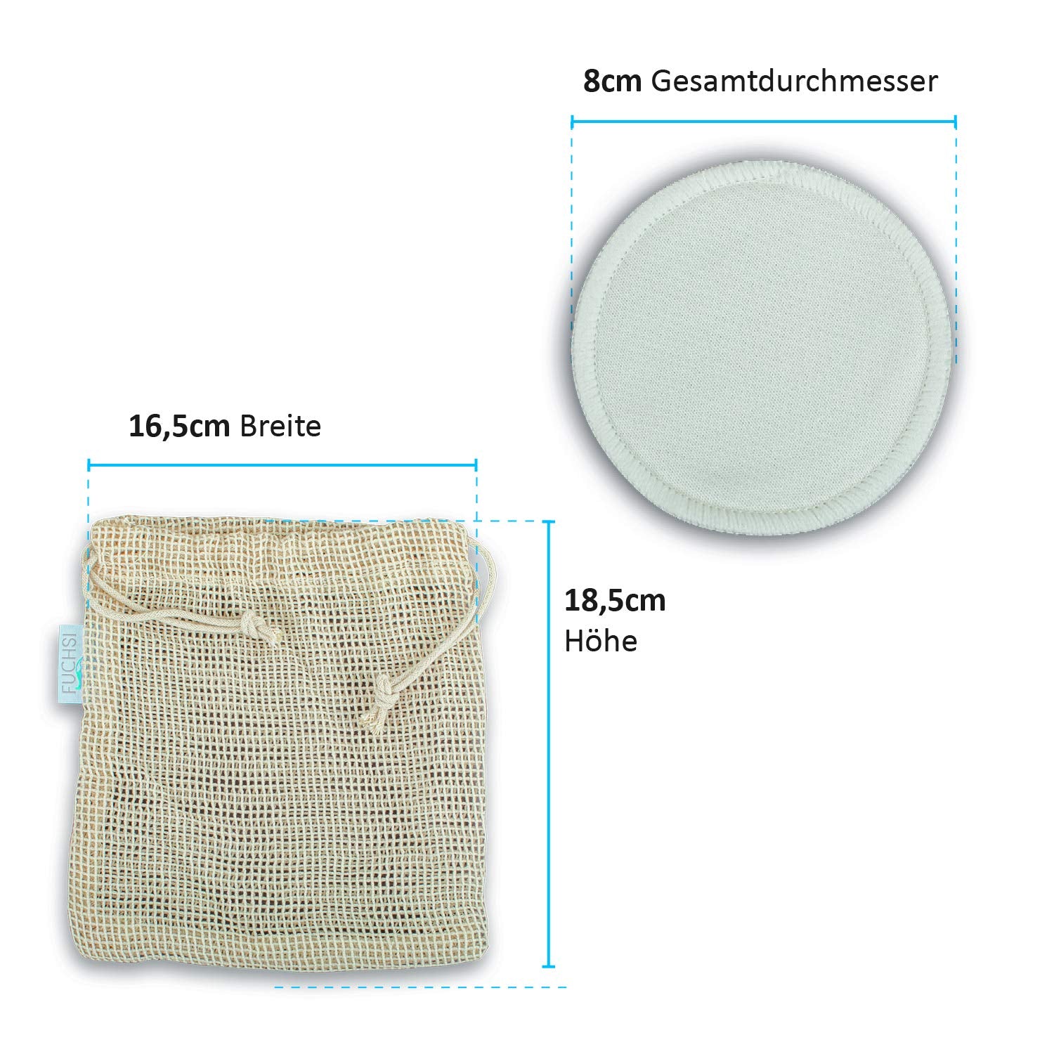 12 STÜCK – FUCHSI Make-Up Entferner Pads inkl. Wäschebeutel | Waschbare Abschminkpads | Abschminktücher aus Bambus & Baumwolle | umweltfreundliche Alternative zu Wattepads | wiederverwendbar